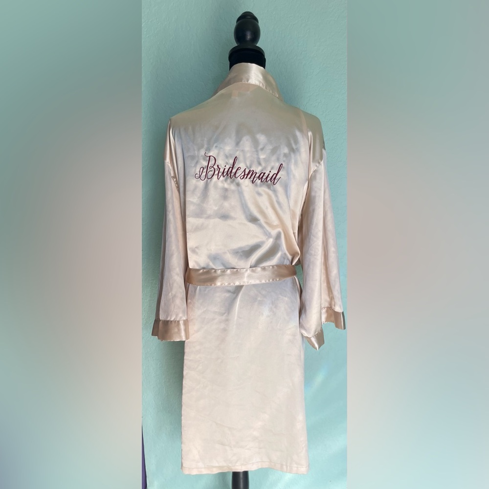Bridesmaid Satin Robe - Champagne/Burgundy